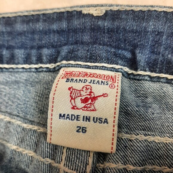 True Religion Women's Blue Skinny Flap Pocket Distressed Denim Jeans Size 26 - Picture 8 of 10